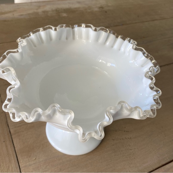 Fenton Round Compote Silver Crest Ruffled Edge Bowl Bonbon Bowl USA - Picture 11 of 11